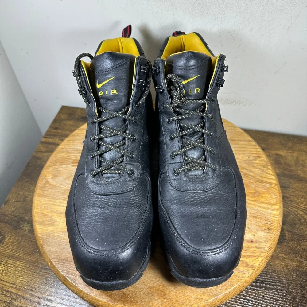 Nike Air Goadome Mens 13 Black Yellow Leather Waterproof Boots BQ3454-001